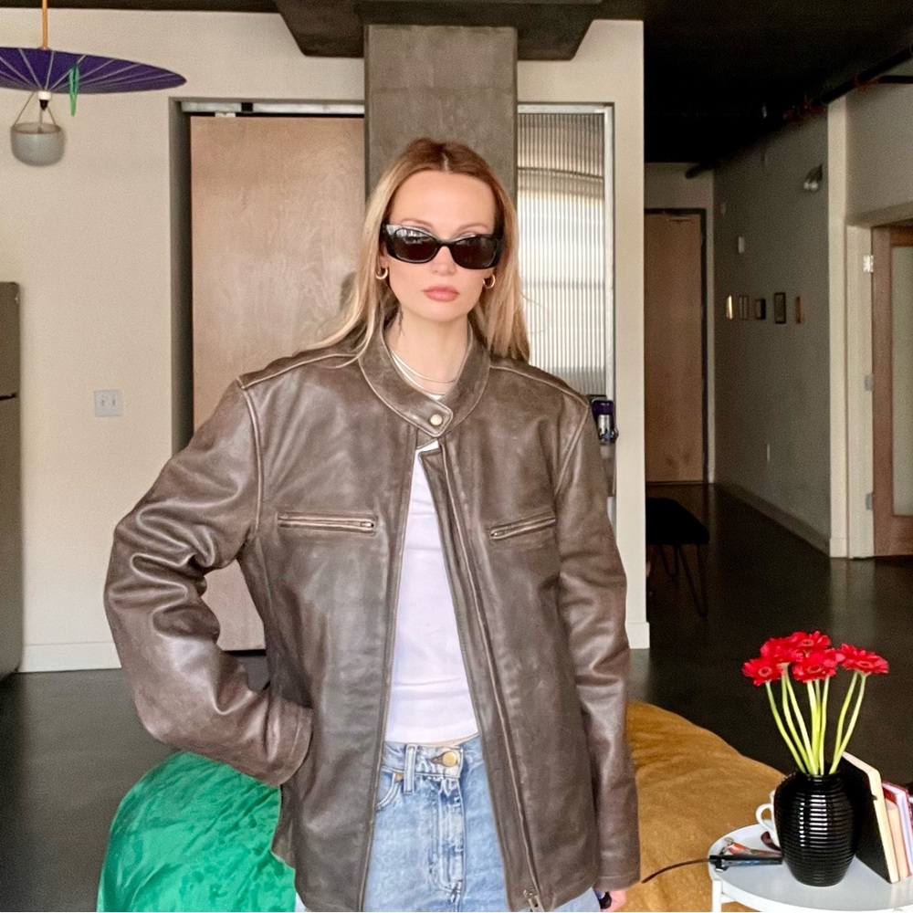 Whet Blu Antique Leather Cruiser Jacket Vintage Inspired